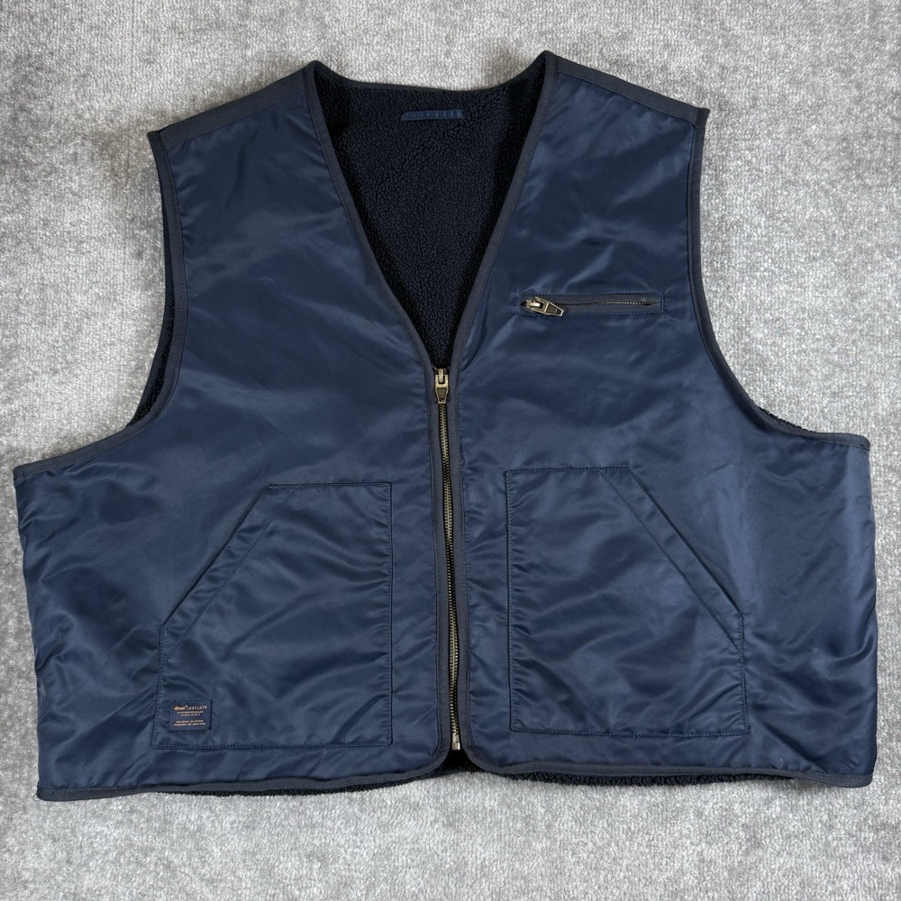 Zara DNWR Vest Men's XXL Navy Blue Full Zip Nylon Lined Utility Military